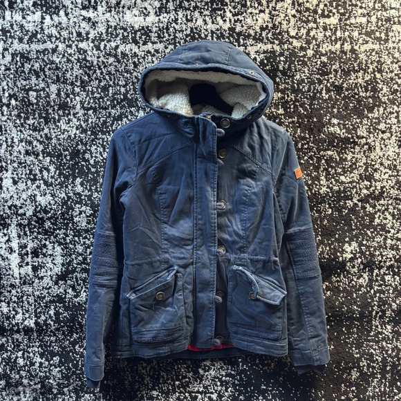 Hollister Jackets & Blazers - Hollister Navy Sherpa Lined Hooded Utility Jacket XS Plaid Flannel Y2K
